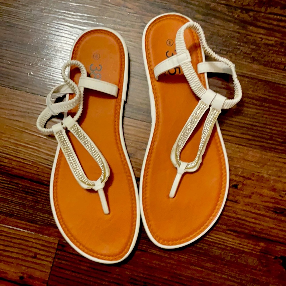 White sandals with bling